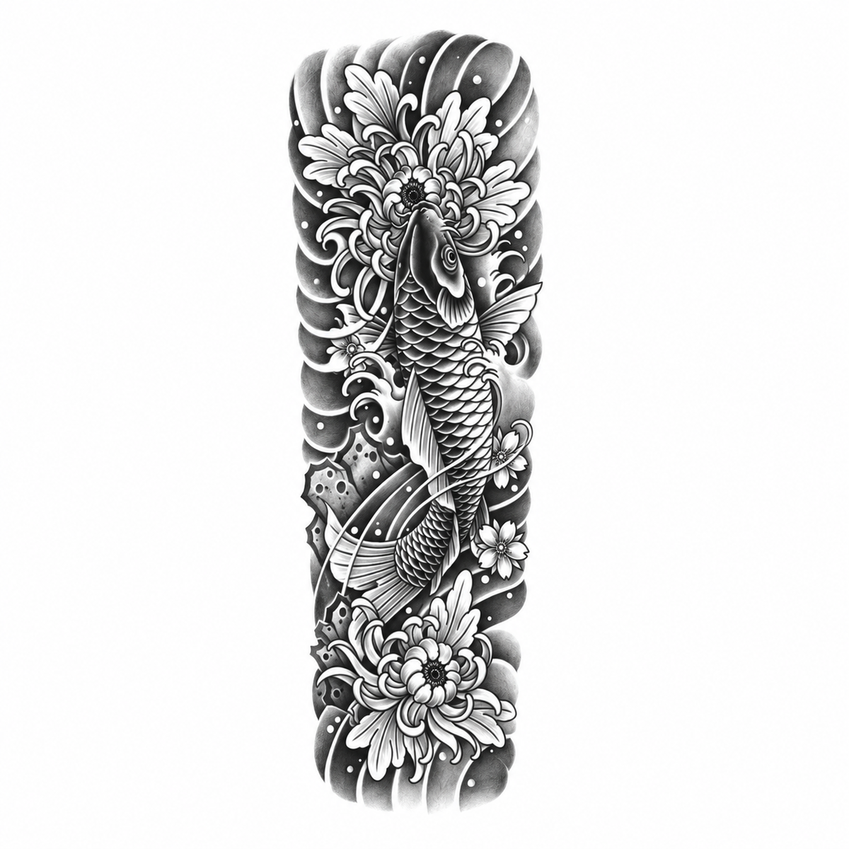 INKC GZQB-074 lichte zwart-grijze tijdelijke tattoo sleeve