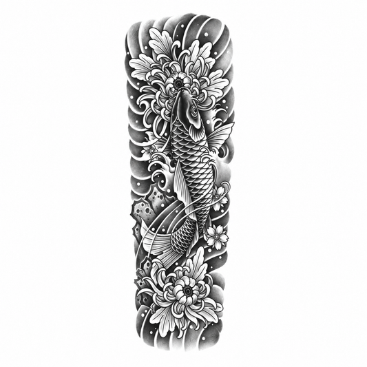 INKC GZQB-074 lichte zwart-grijze tijdelijke tattoo sleeve
