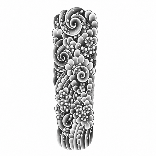 INKC GZQB-075 lichte zwart-grijze tijdelijke tattoo sleeve