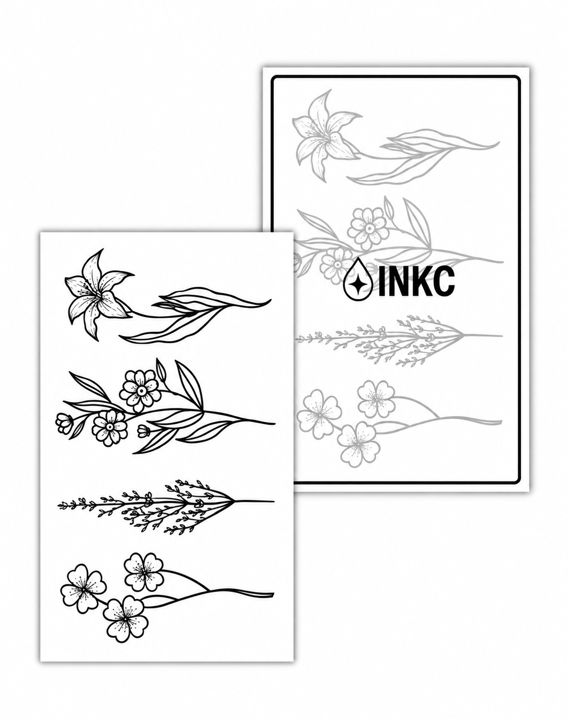 Bloemen Set GZS-091 – tijdelijke tattoos 7 x 11 cm – INKC
