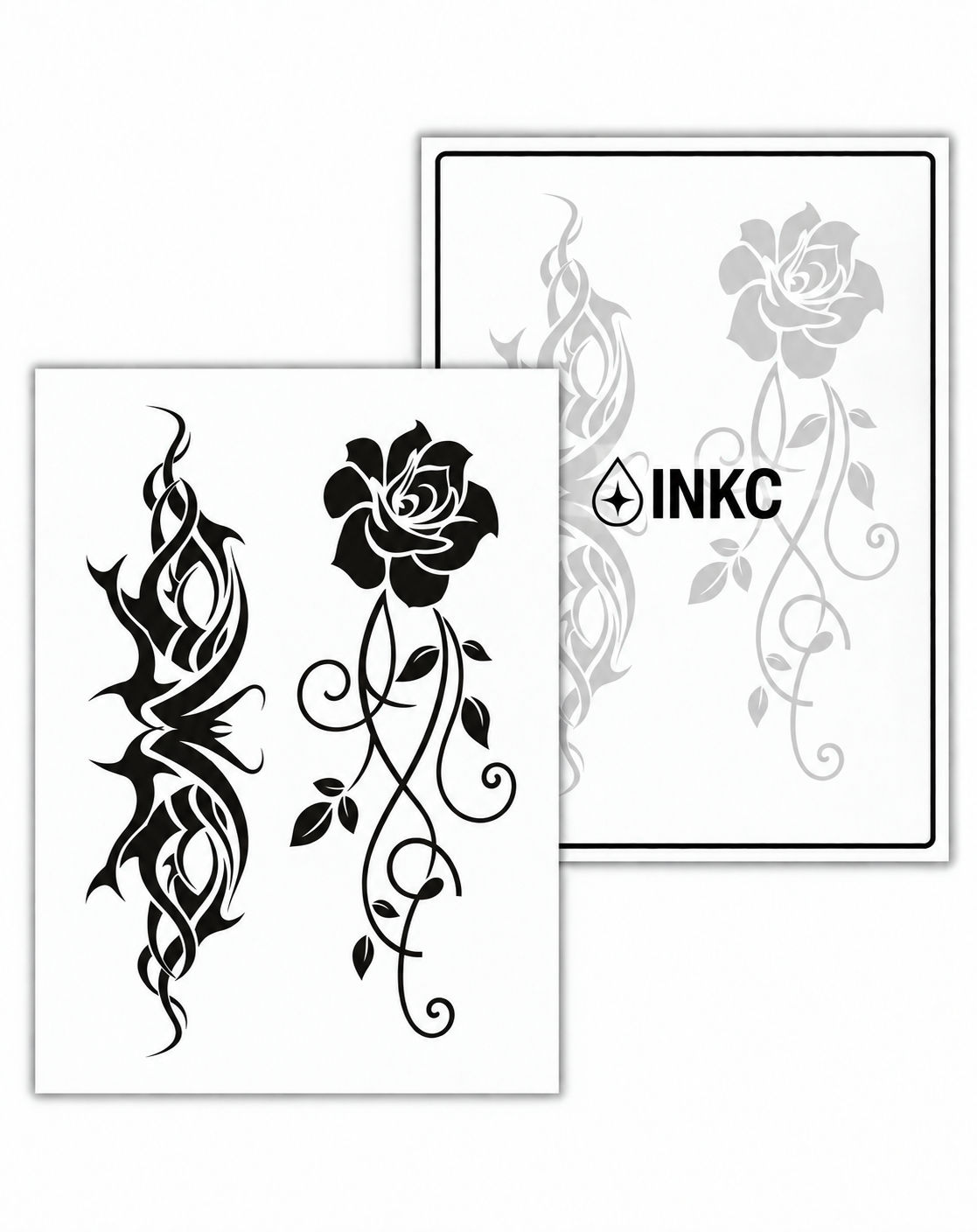 INKC GZX-001 Tribal & Roos Set tijdelijke tattoo, 8 x 11 cm