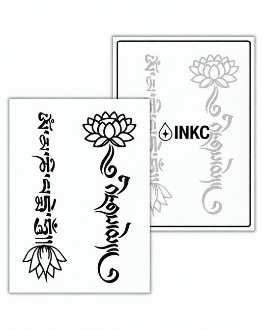 INKC GZX-005 Lotus & Symbolen Set tijdelijke tattoo, 8 x 11 cm