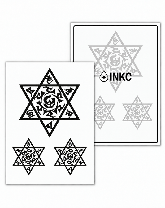 INKC GZX-011 Zespuntige Ster Set tijdelijke tattoo, 8 x 11 cm