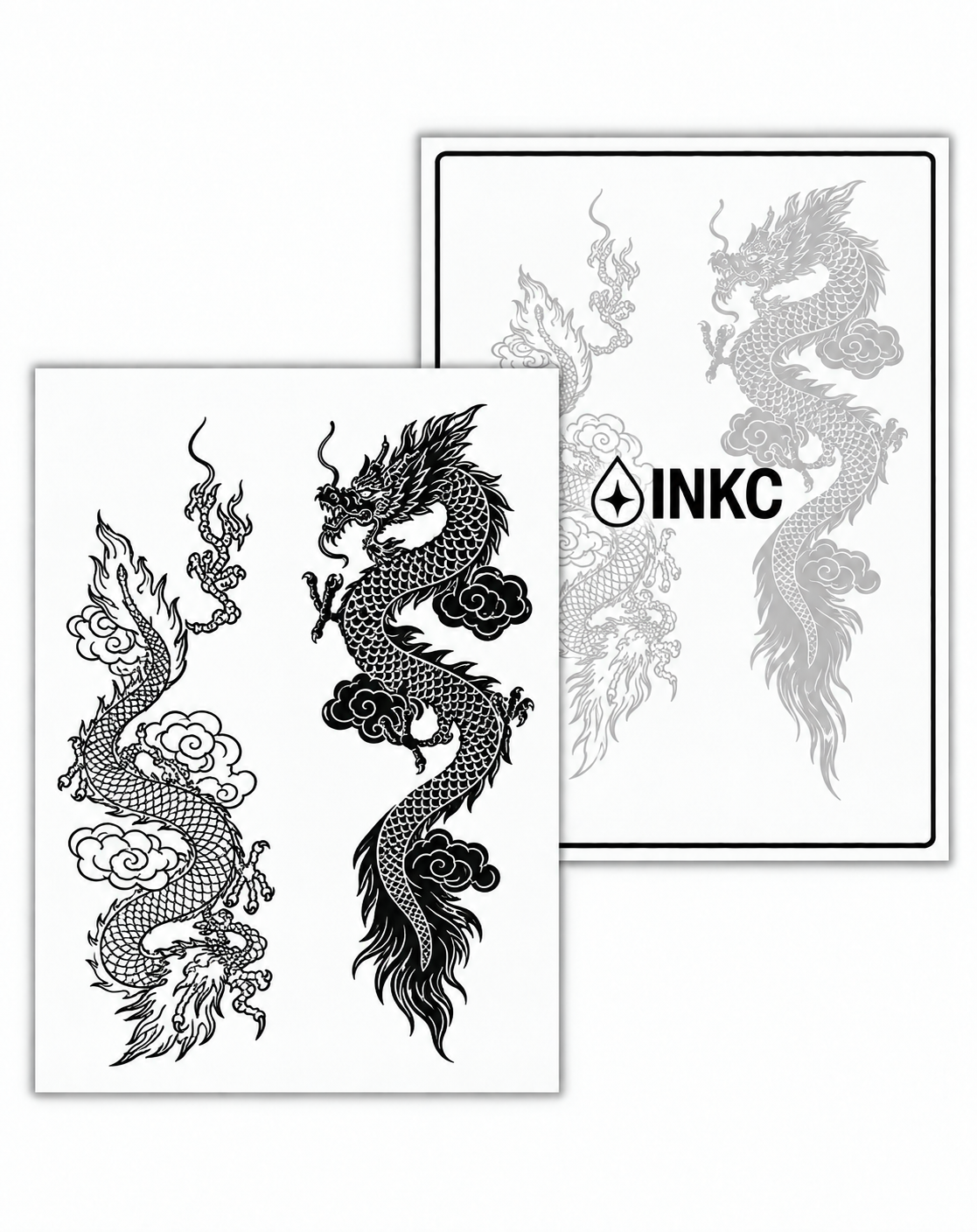 INKC GZX-019 Chinese Draken Duo tijdelijke tattoo, 8 x 11 cm