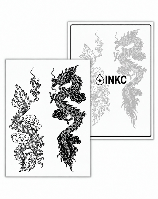 INKC GZX-019 Chinese Draken Duo tijdelijke tattoo, 8 x 11 cm