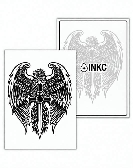 INKC GZX-021 Adelaar & Zwaard tijdelijke tattoo, 8 x 11 cm