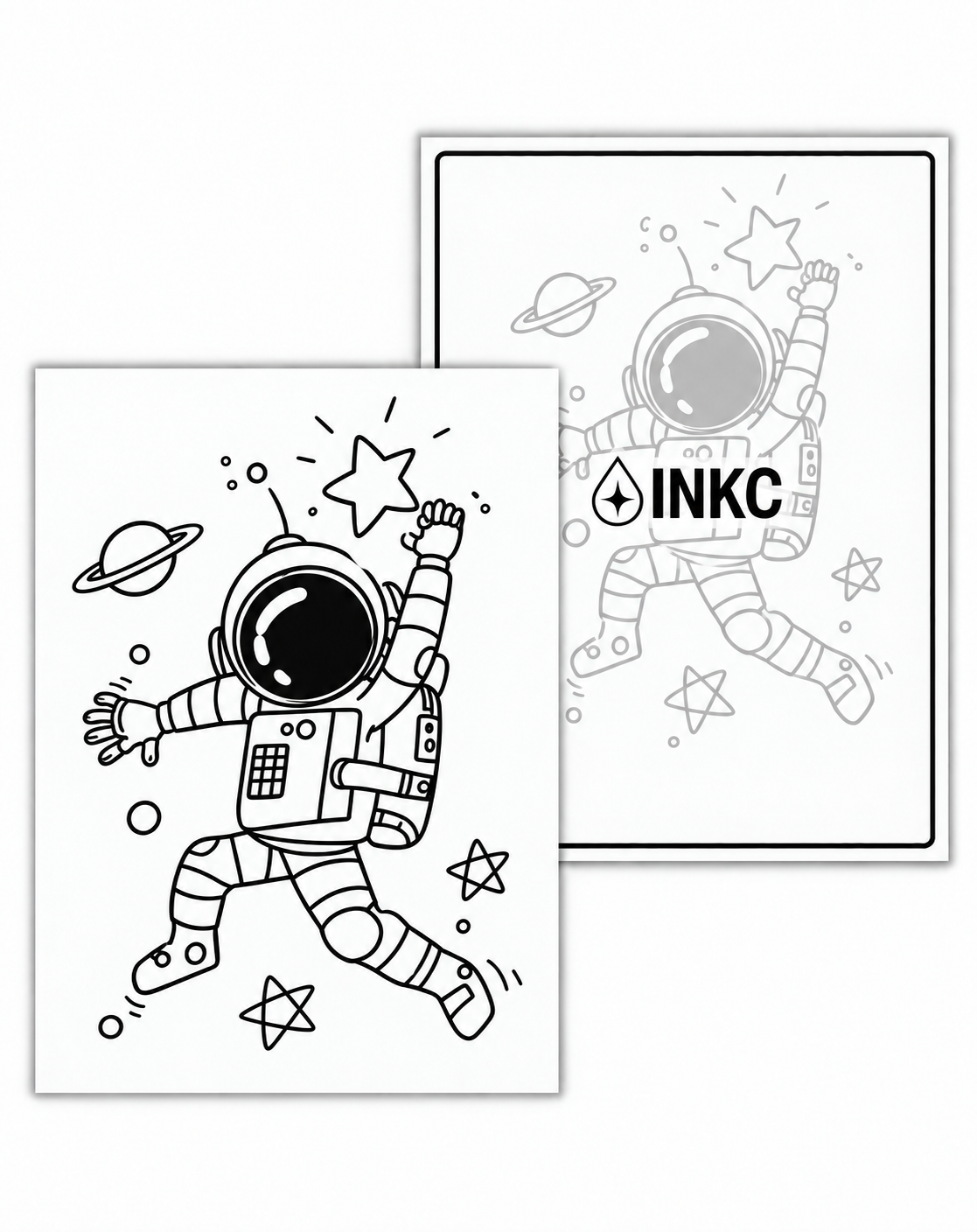 INKC GZX-039 Astronaut tussen de Planeten tijdelijke tattoo, 8 x 11 cm