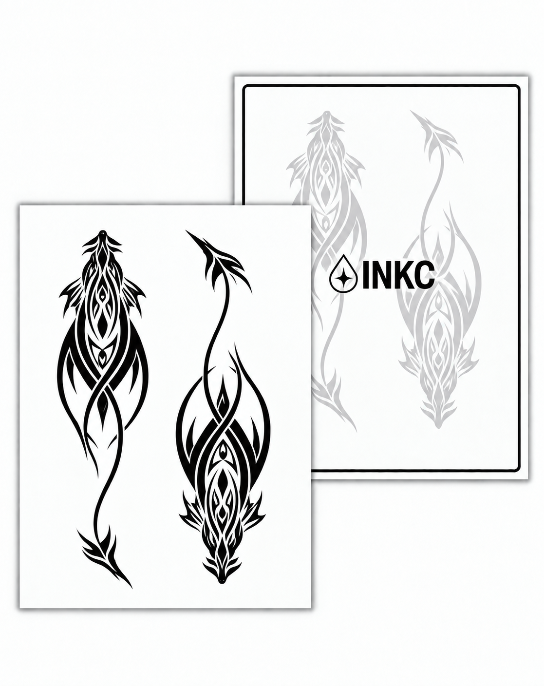 INKC GZX-041 Tribal Dieren Duo tijdelijke tattoo, 8 x 11 cm