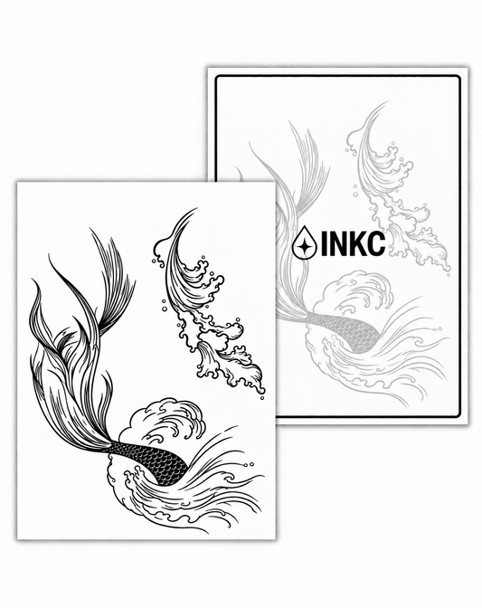 INKC GZX-046 Zeemeerminstaart & Golf tijdelijke tattoo, 8 x 11 cm