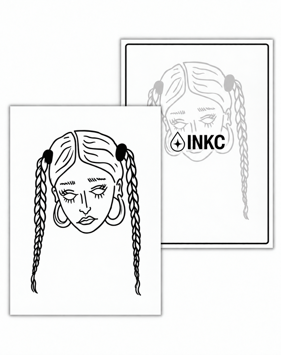 INKC GZX-049 Meisje met Vlechten tijdelijke tattoo, 8 x 11 cm