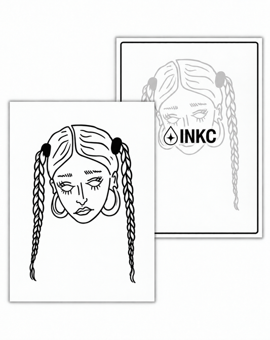 INKC GZX-049 Meisje met Vlechten tijdelijke tattoo, 8 x 11 cm