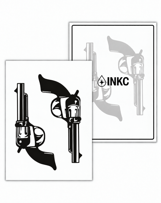 INKC GZX-050 Revolvers Duo tijdelijke tattoo, 8 x 11 cm