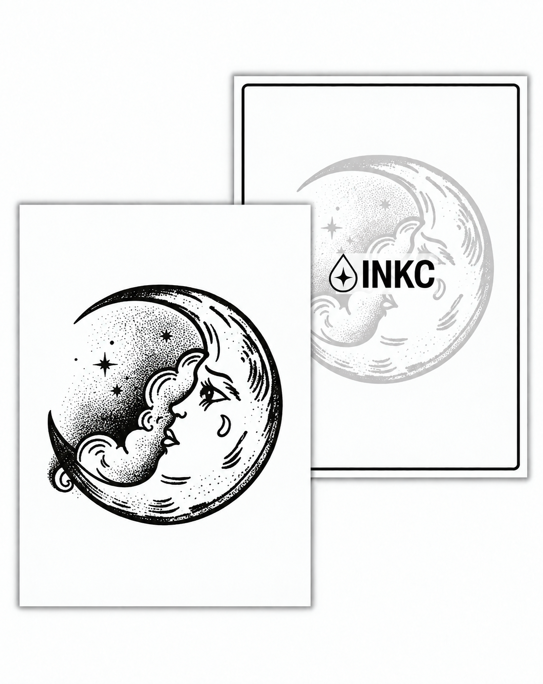 INKC GZX-055 Maan met Gezicht tijdelijke tattoo, 8 x 11 cm