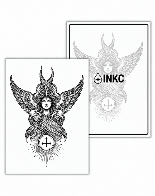 INKC GZX-063 Mystieke Gevleugelde Vrouw tijdelijke tattoo, 8 x 11 cm
