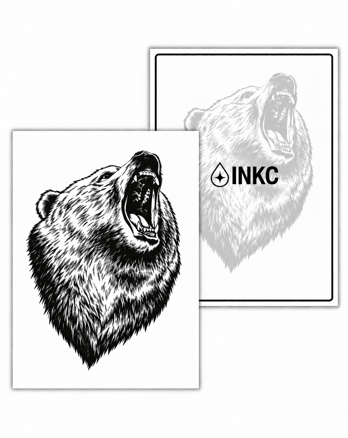INKC GZX-072 Brullende Beer tijdelijke tattoo, 8 x 11 cm
