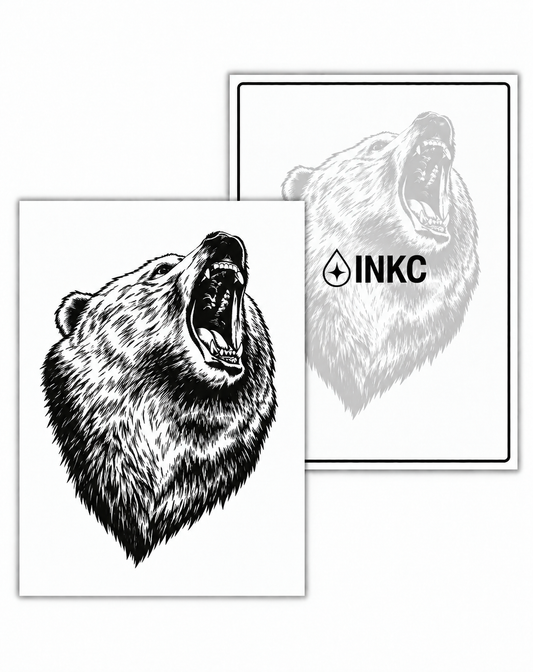 INKC GZX-072 Brullende Beer tijdelijke tattoo, 8 x 11 cm