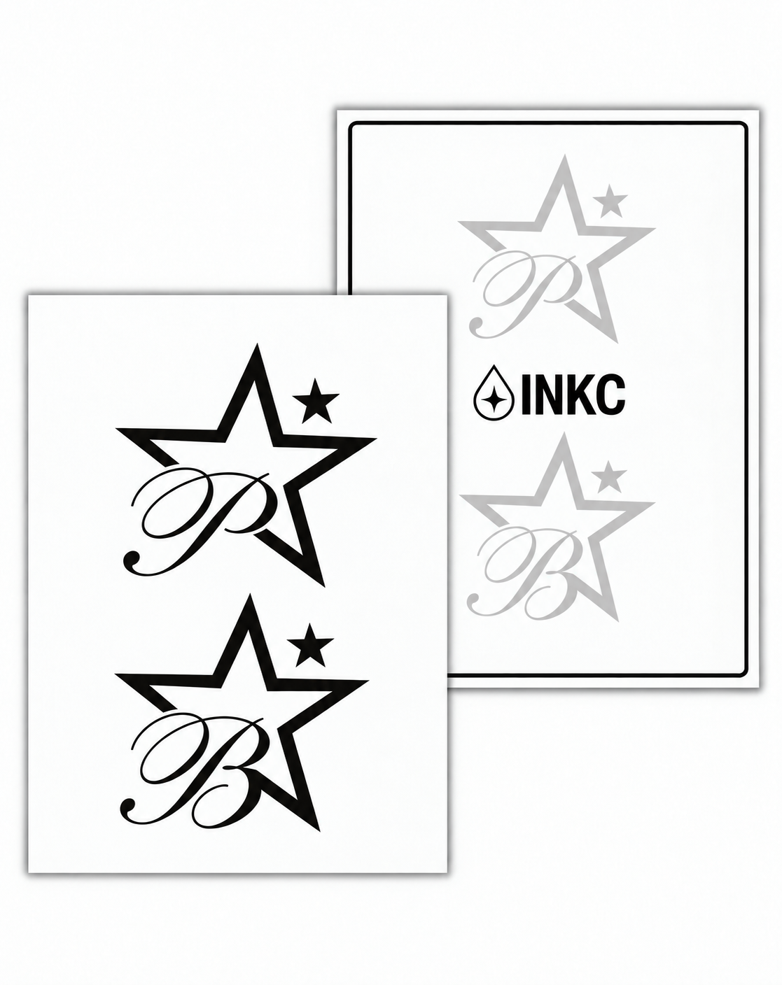INKC GZX-076 Sterren met P & B tijdelijke tattoo, 8 x 11 cm
