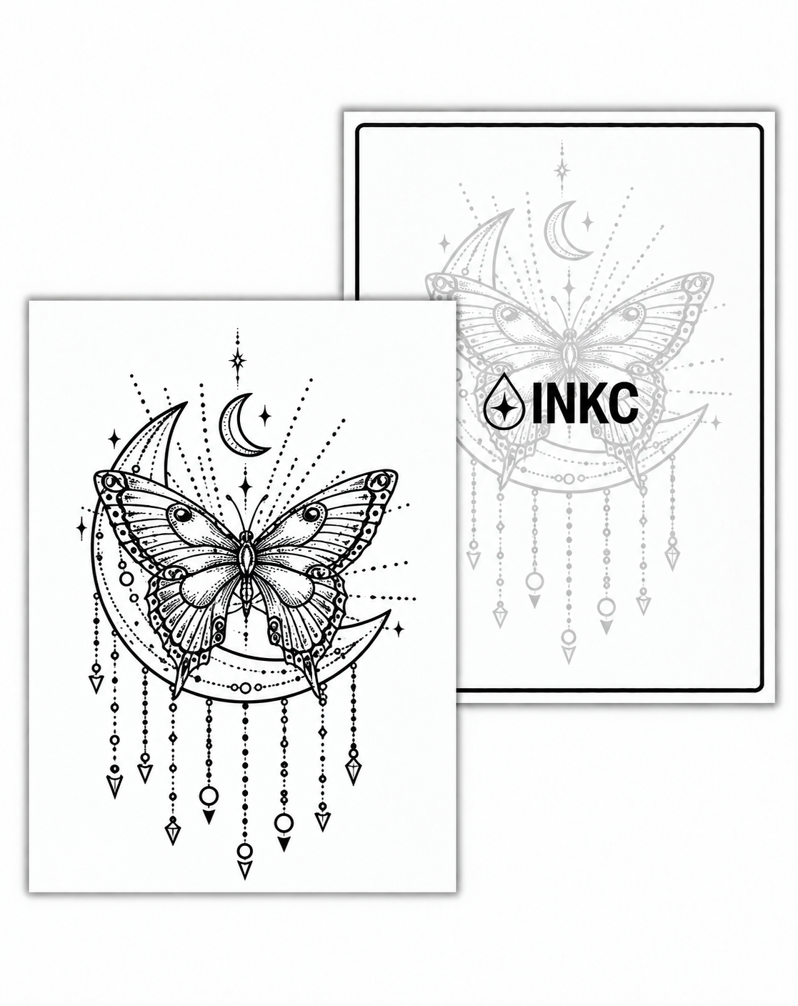 INKC GZX-079 Vlinder op de Maan tijdelijke tattoo, 8 x 11 cm