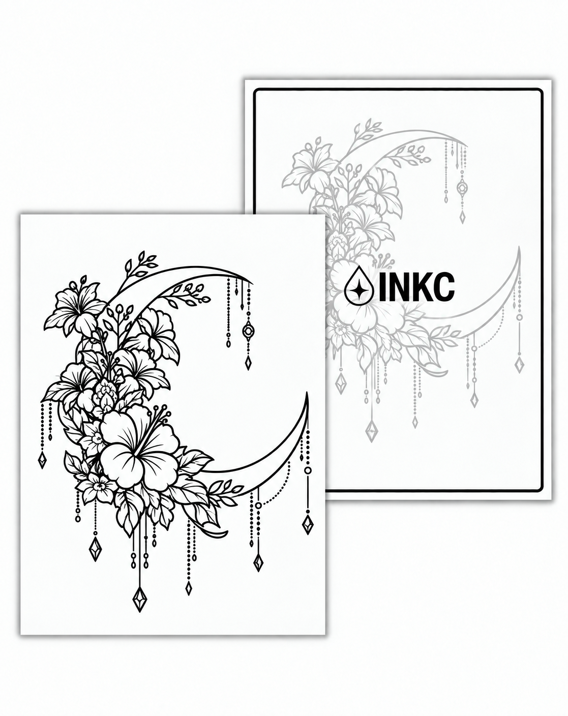 INKC GZX-085 Bloemenmaan met Hangers tijdelijke tattoo, 8 x 11 cm