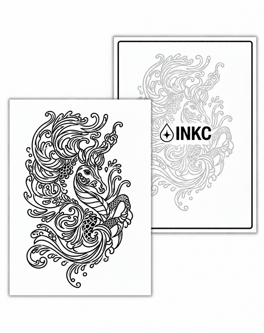 INKC GZX-089 Sierlijk Zeepaard tijdelijke tattoo, 8 x 11 cm