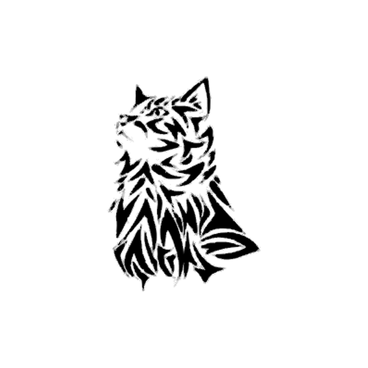 INKC GZX-097 tijdelijke tattoo met tribal kat, zwart op witte achtergrond, formaat 8 x 11 cm