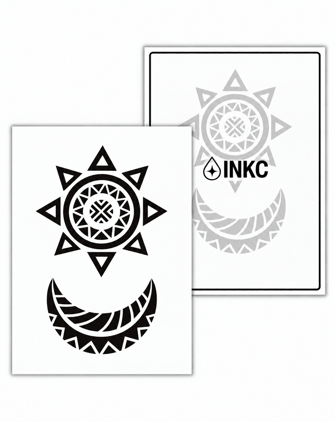 INKC GZX-100 Geometrische Zon & Maan tijdelijke tattoo, 8 x 11 cm
