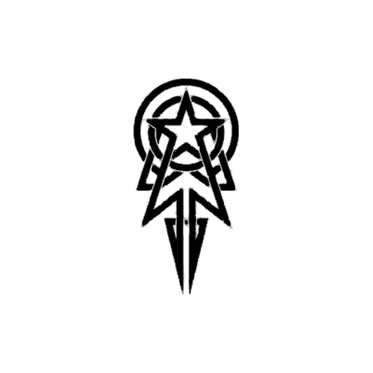 INKC GZX-101 tijdelijke tattoo met geometrisch tribal symbool, zwart op witte achtergrond, formaat 8 x 11 cm