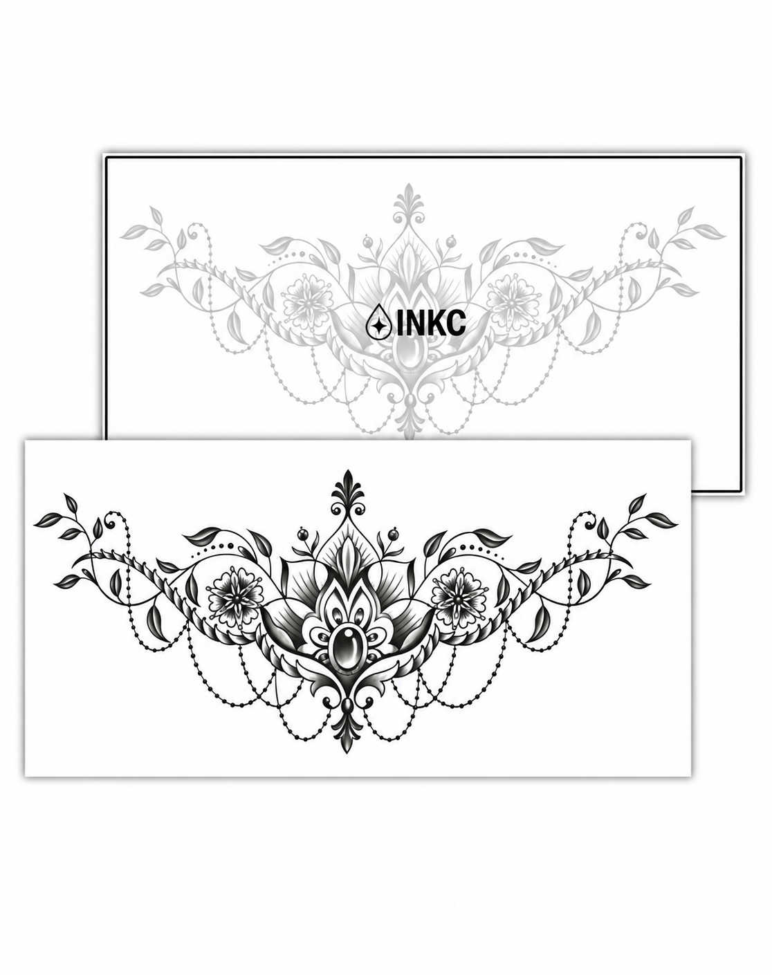 Sierlijke Lotuskraag – tijdelijke tattoo 15 x 28 cm – INKC GZXT-016
