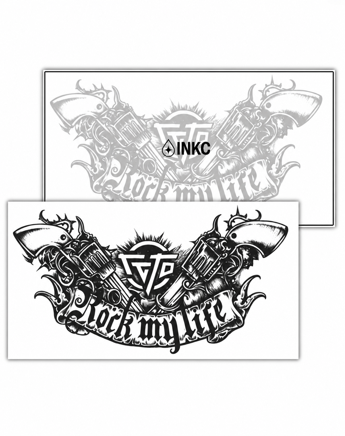 Revolverkraag – tijdelijke tattoo 15 x 28 cm – INKC GZXT-068