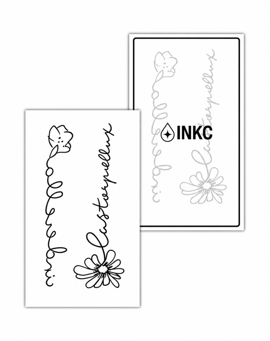 INKC GZS-002 tijdelijke tattoo met bloemen en sierletters